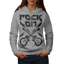 Wellcoda Rock&#39;n Roll Smash Womens Hoodie, Guitar Casual Hooded Sweatshirt - £29.06 GBP