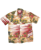 Vintage RJC Hawaiian Shirt Mens M Floral Beach Palm Trees 100% Cotton USA Made - £25.87 GBP