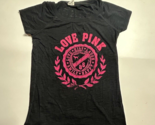 Pink Victoria Secret Small Top Tee Shirt Black LOVE PINK Short Sleeve - £11.74 GBP