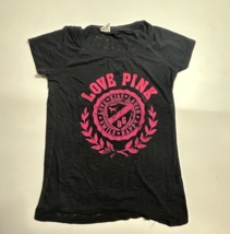 Pink Victoria Secret Small Top Tee Shirt Black LOVE PINK Short Sleeve - £11.76 GBP