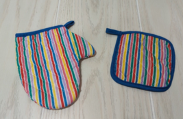 Fisher Price Fun with Food vintage pot holder hot pad 2111 2101 Oven mitt stripe - £10.27 GBP