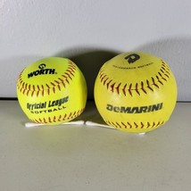 Softball Ball Lot of 2 Demarini and Worth 3.5&quot; and 4&quot; Diameter Set Yello... - $10.96