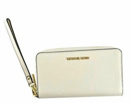 Michael Kors Jet Set Travel Phone Wallet Wristlet Off White Leather Cream FS - £59.20 GBP