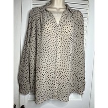 Hayden Los Angeles taupe/brown polka dot tunic blouse L NWT Flowy work casual - $15.62