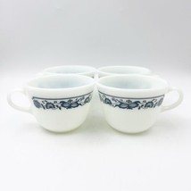 Set of 4 Vintage Pyrex Corning Milk Glass Old Town Blue Onion Coffee Mugs Cups - £15.70 GBP
