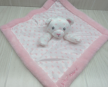 Betsy Johnson white teddy bear pink hearts trim Security Blanket baby lovey - $13.50
