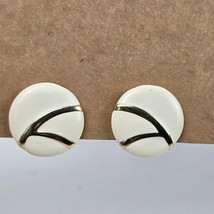 Vintage Earrings Clip On White Gold Tone Round Retro 80s Costume Jewelry... - $12.94