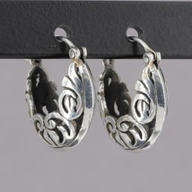 Vintage Silpada Sterling Silver Filigree Scroll Small Hoop Huggie Earrin... - £39.48 GBP