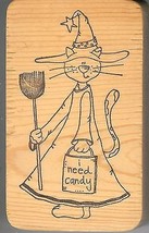  Rubber Stamp J-075 Cat dressed up as a witch, Halloween  S16 - £7.66 GBP