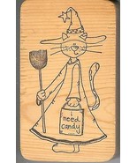  Rubber Stamp J-075 Cat dressed up as a witch, Halloween  S16 - £7.80 GBP