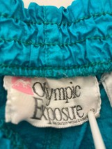 Vtg Olympic Exposure Turquoise Swim Exercise Elastic Nylon Shorts Size S 1980’s - £8.28 GBP