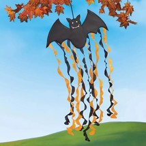 3 Ft Adorable Bat w/ Orange &amp; Black Streamers Outdoor Hanging Halloween ... - $56.99