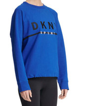 DKNY Womens Activewear Sport Embroidered Logo Fleece Sweatshirt,Lapis Size Large - £44.74 GBP