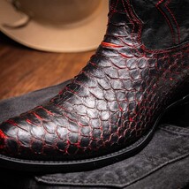 KANSAS Genuine Snake Skin Cowboy Boot from the Western Collection BlackCherry image 9