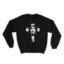 Jesus Christ Face Cross : Gift Sweatshirt Catholic Church Faith Christian Hope G - £23.14 GBP