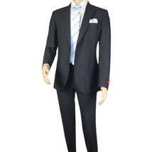 Men Suit BERLUSCONI Turkey Italian Wool 180's Single Breasted 623-03 Navy Plaid image 7
