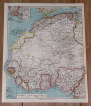 1936 Original Vintage Map Of Western Africa Sahara Morocco Nigeria Senegal - £18.04 GBP