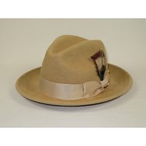 Men Bruno Capelo Hat Australian Wool Rabbit Fur Look Felt Fedora RA764 Tan image 5