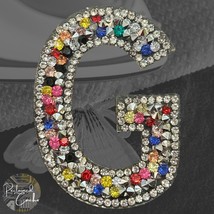 Letter G Multicolor Rhinestone Iron On Patch Applique Embellishment - $5.50 CAD