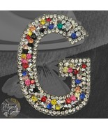 Letter G Multicolor Rhinestone Iron On Patch Applique Embellishment - $4.00