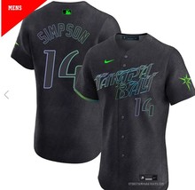 Chandler Simpson #14 Rays Men&#39;s City Connect Black Art  Replica Jersey - $59.99
