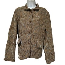 vintage flashback tapestry Button Up Collared Long Sleeve jacket plus si... - £34.20 GBP