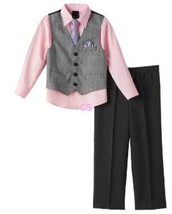 Boys Pants Set Van Heusen Easter 4 Pc Pant, Vest, Tie, Pink Dress Shirt $50-sz 4 - £19.33 GBP