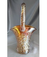 Vintage IMPERIAL GLASS Iridescent Marigold Daisy Carnival Glass Basket (... - €16,81 EUR