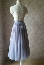 LIGHT GRAY Tulle Midi Skirt Women Custom Plus Size Tulle Skirts image 6