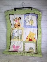 Disney Winnie The Pooh Crib Comforter Baby Blanket Squares Quilt Hunny Leaves - $51.98