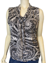 White House Black Market White and Black Paisley V Neck Sleeveless Top S... - €8,13 EUR