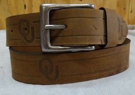 Ou Oklahoma University Embossed Soft Leather Belt BROWN- Size 44 - £10.23 GBP