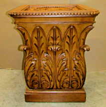 Vintage Carved Acanthus Leaf Beaded Edged Large Square Side Table - $395.01