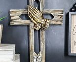 Rustic Western Faux Wooden God Bless Our Family Praying Hands Rugged Wal... - $35.99