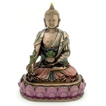 Medicine Buddha Statue 6&quot; Buddhist Wellness Deity Bronze Resin High Qualiity - £26.33 GBP