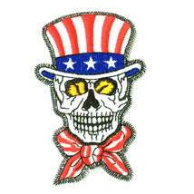 Skull Patch American Flag Top Hat USA Embroidery Iron On Applique US Emb... - £14.91 GBP