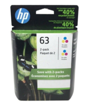 HP 63 Tricolor Ink Cartridge Twin Pack 1VV67AN 2 x F6U61AN OEM Sealed Foil Pack - £23.96 GBP