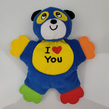 Scholastic blue panda bear dog I love you baby plush security lovey Teether - £31.64 GBP