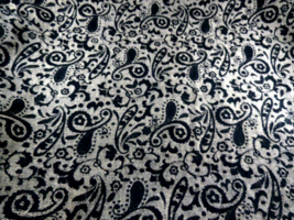 Upolstery Cotton Black White Paisley woven fabric use either side 66&quot; X ... - £10.83 GBP