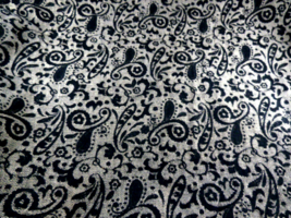 Upolstery Cotton Black White Paisley woven fabric use either side 66&quot; X ... - $13.85