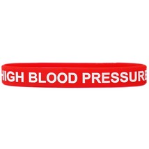 High Blood Pressure Medical Alert Wristband Bracelet in Red with White Text - $2.85