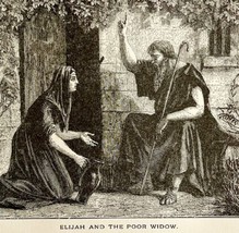 1888 Elijah And The Poor Widow Victorian Religious Art Print Bible DWN9F - £31.61 GBP
