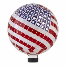Alpine Corporation 12" Tall Indoor/Outdoor Mosaic American Flag Gazing Globe Yar - £58.98 GBP