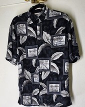 Vintage CAMPIA MODA Black Hawaiian Short Sleeve Tropical Print Shirt Mens Small - £11.39 GBP