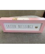 Rae Dunn “Easter Blessings” With Easter Basket Pink/White Wooden Sign - £13.47 GBP