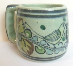 Tonala Mug Hand Made Hand Painted Signed Bird Mexico Pottery - £14.76 GBP