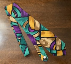 Rick Bennett Vintage Bold Tie Abstract Tropical Pattern - £11.15 GBP