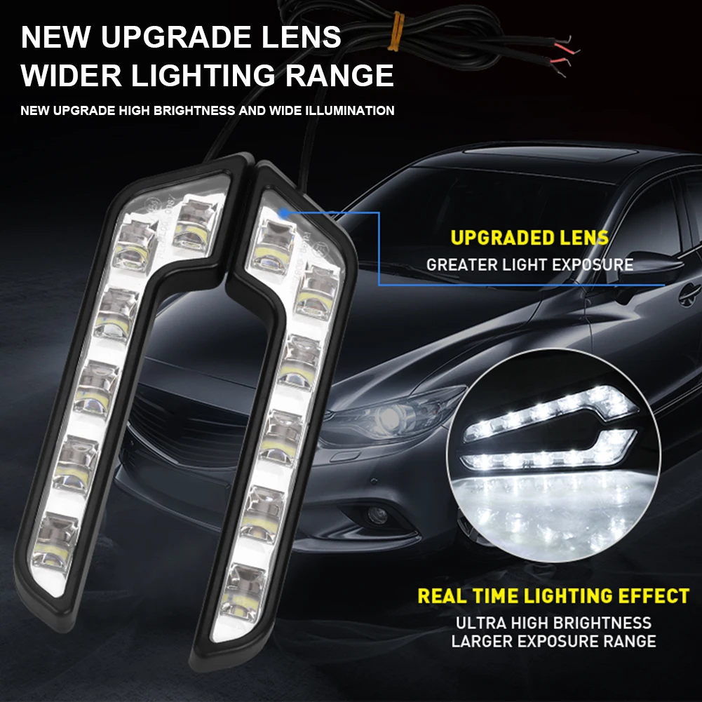 2PCS Car DRL LED Daytime Running Light 6LED 12V L-shaped Turn Signal White Lam - £14.62 GBP