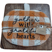 Thanksgiving Wood Trivet And Cotton Pumpkin Shape Pot Holder Fall Set Table - £23.20 GBP