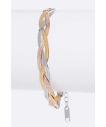 3 Tone Snake Chain Weaved Bracelet - £16.59 GBP